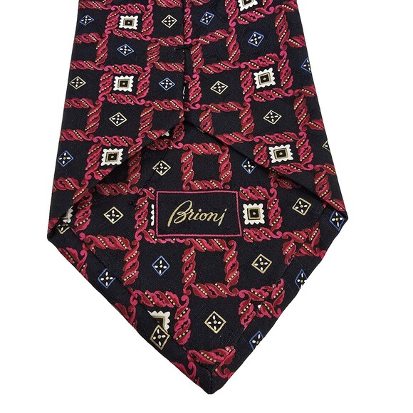 Brioni Necktie Mens Silk Geometric Pattern Tie Made In Italy Neiman Marcus New - Picture 9 of 16